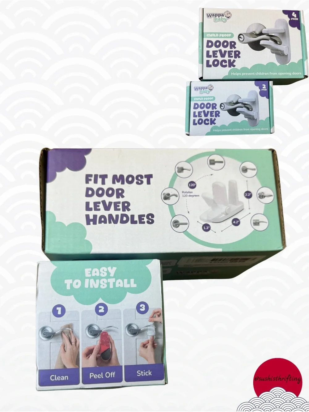 6 Pk Child Safety Door Lever Lock - Picture 7 of 8